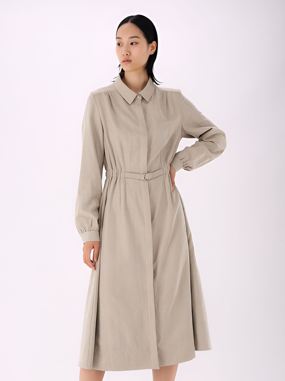 아쿠드(ACUD) Suede Shirt Dress _L.Grey