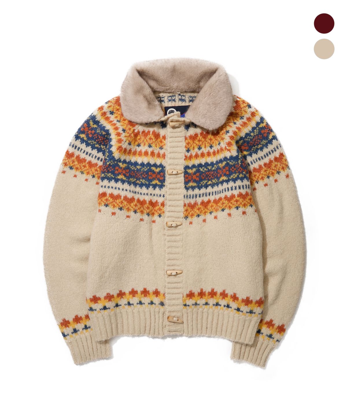펜필드(PENFIELD) [PF]노르딕 퍼 카라 토글 니트 가디건_FS3NJ11U