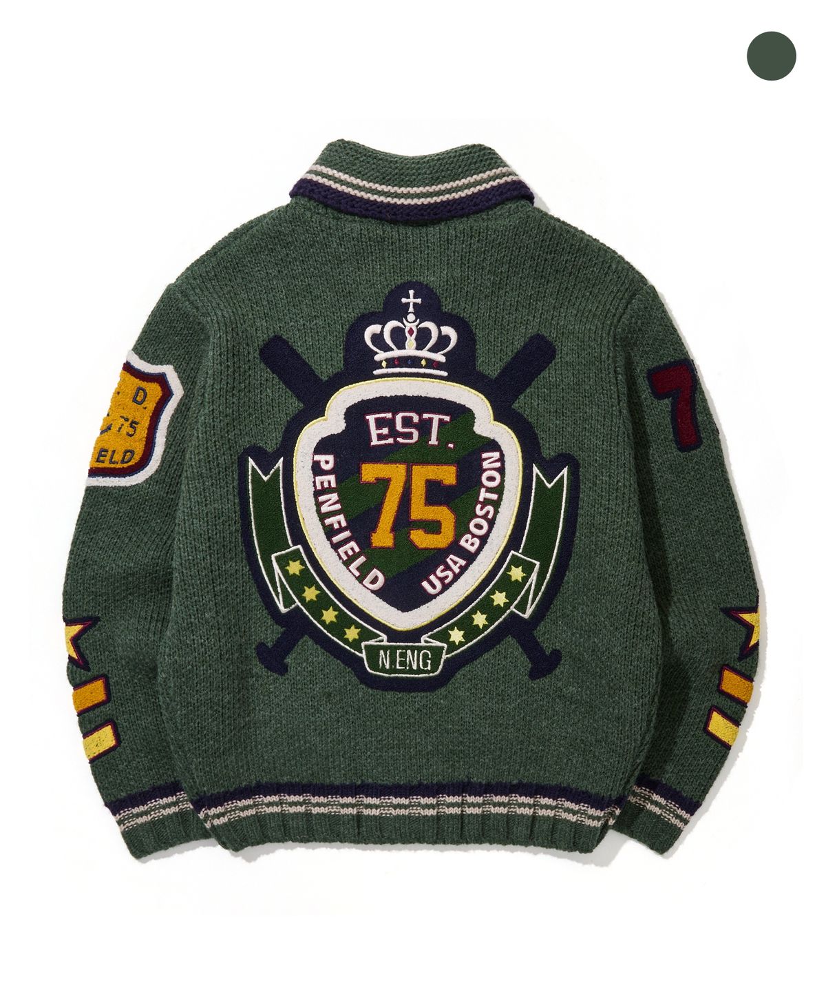 펜필드(PENFIELD) [PF]바시티 패치 코위찬 니트 집업_FS4NJ03U