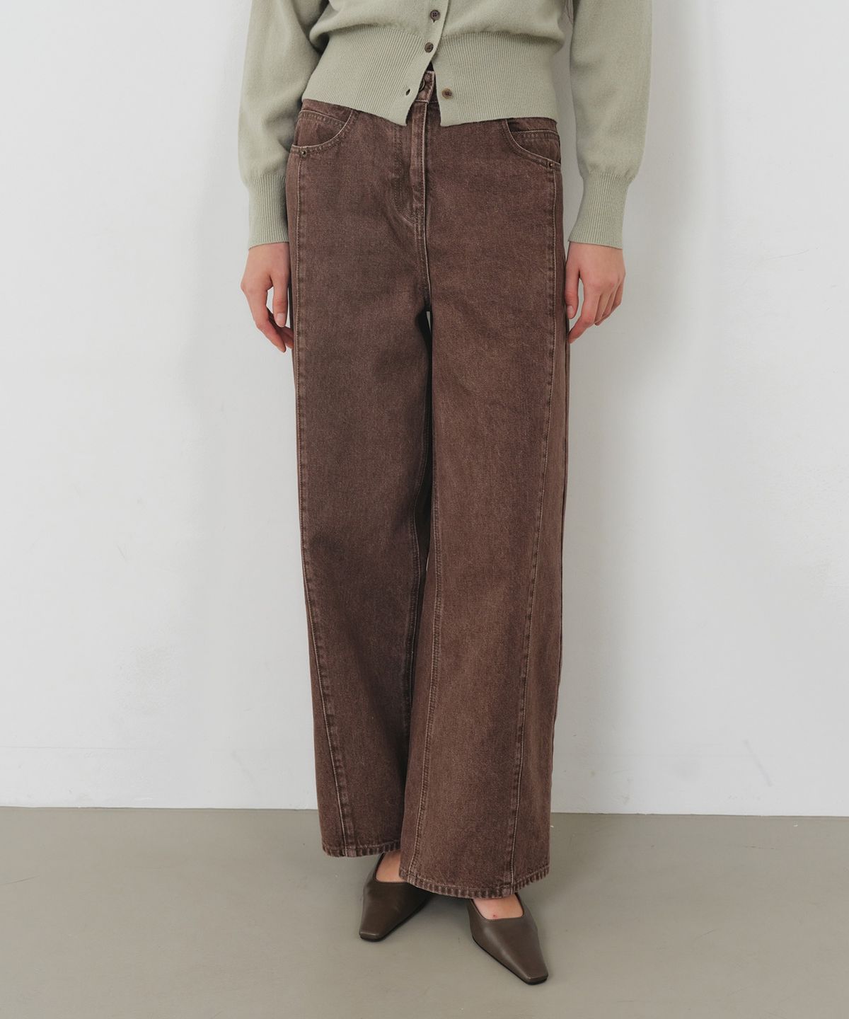 올리브 데 올리브(OLIVE DES OLIVE) 절개 와이드 데님 OJ6XL4240