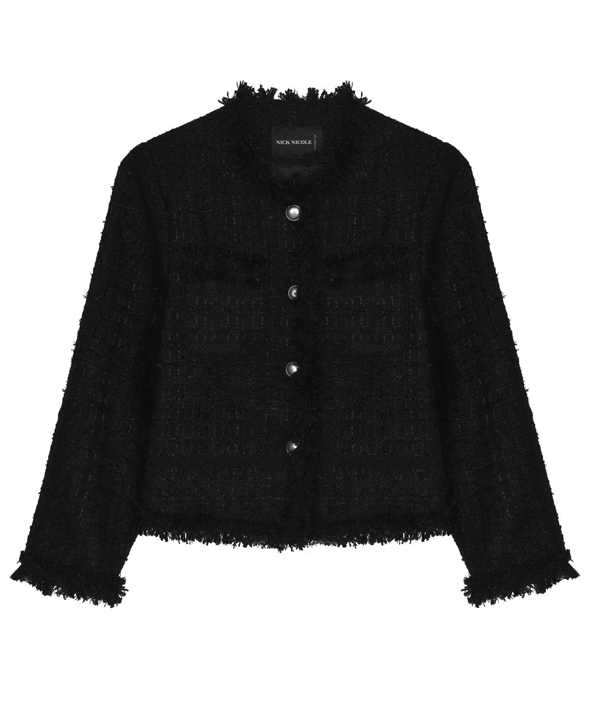 닉앤니콜(NICK&NICOLE) FRINGED TWEED JACKET_BLACK