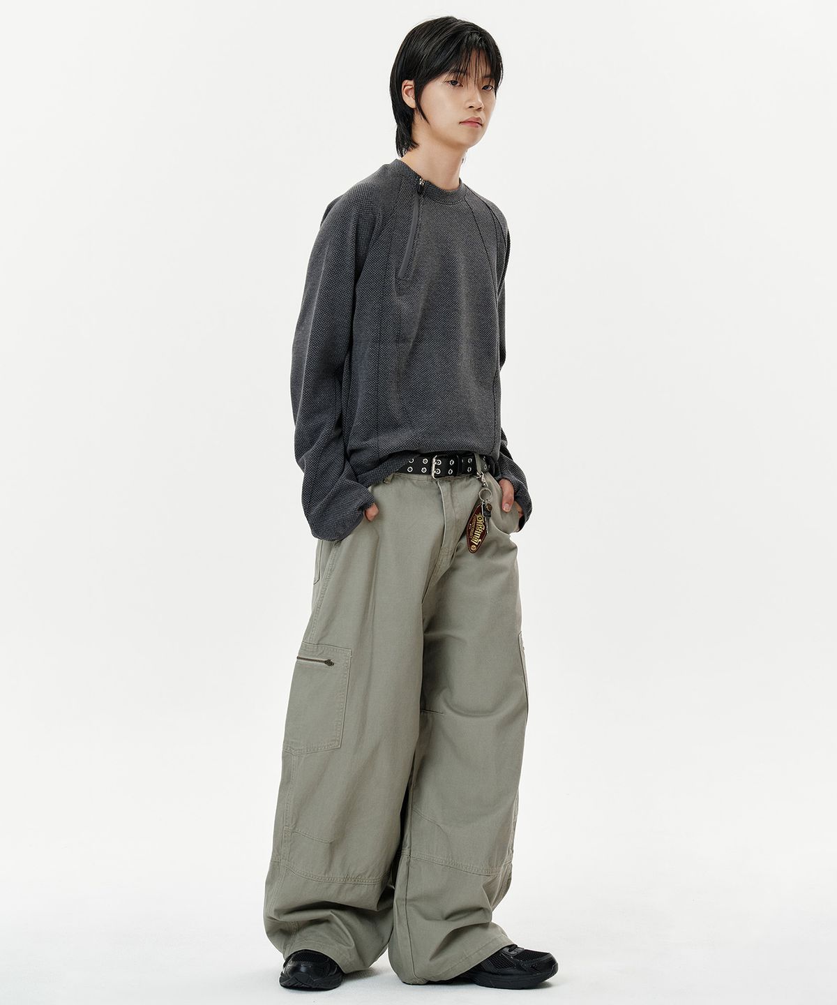 딥센스(DEEP SENSE) Side Zip Pocket Curved Pants - beige