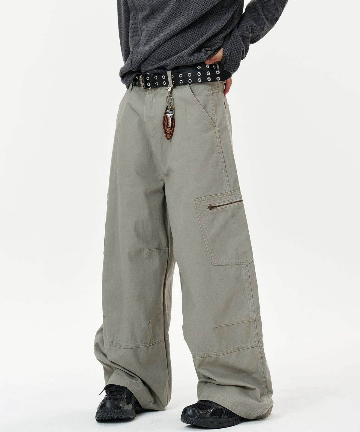 딥센스(DEEP SENSE) Side Zip Pocket Curved Pants - beige