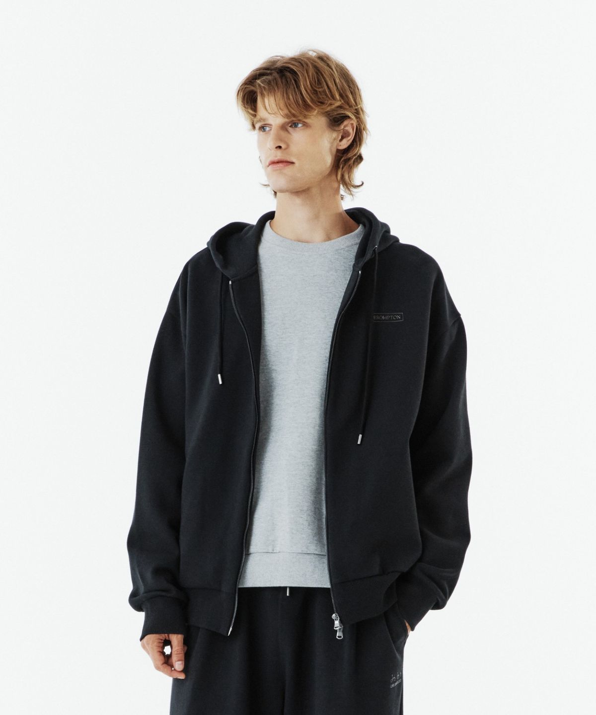 브롬톤 런던(BROMPTON LONDON) HOODED ZIP-UP - BLACK (P263UFT163)