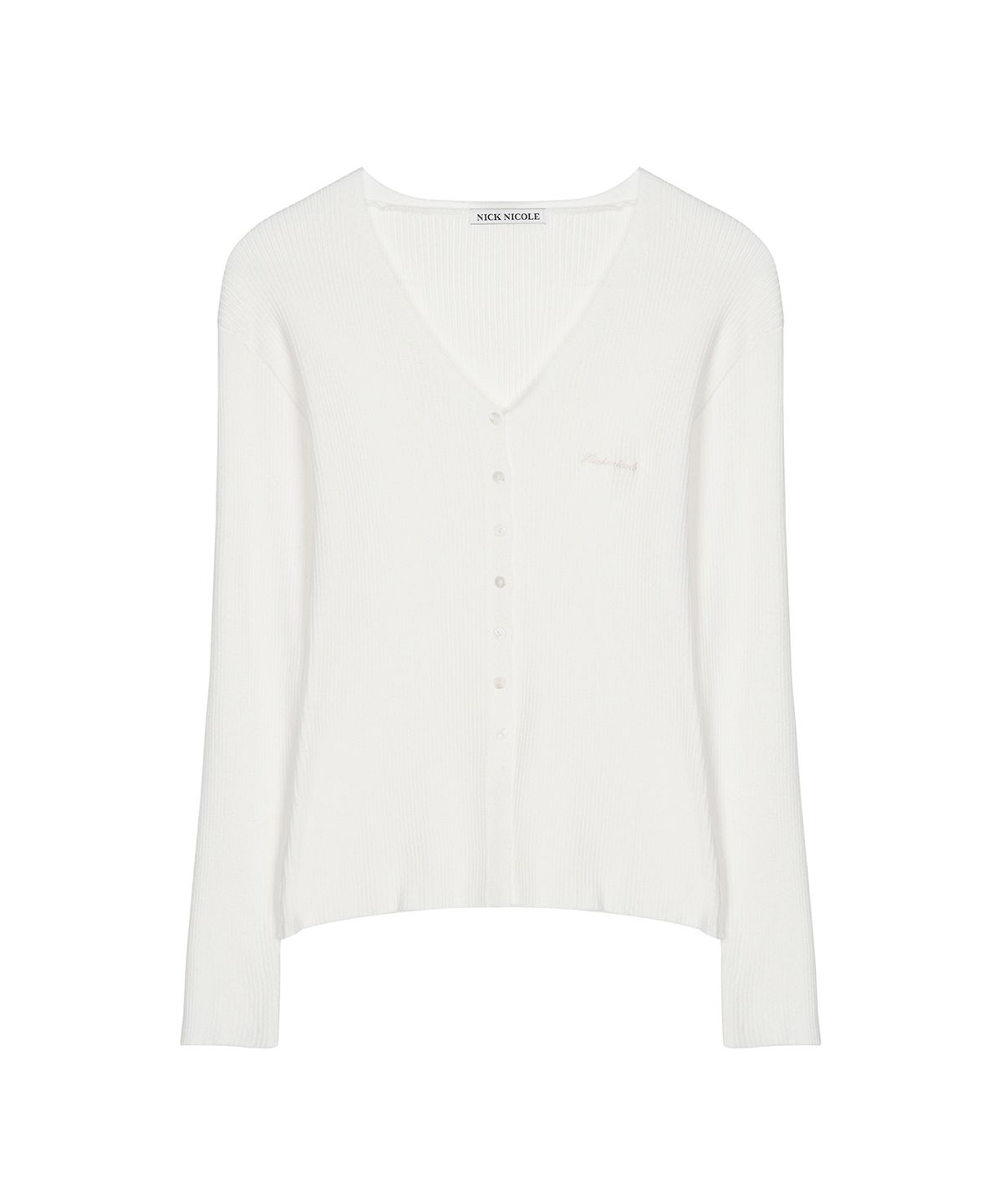 닉앤니콜(NICK&NICOLE) RIBBED V NECK CARDIGAN_IVORY