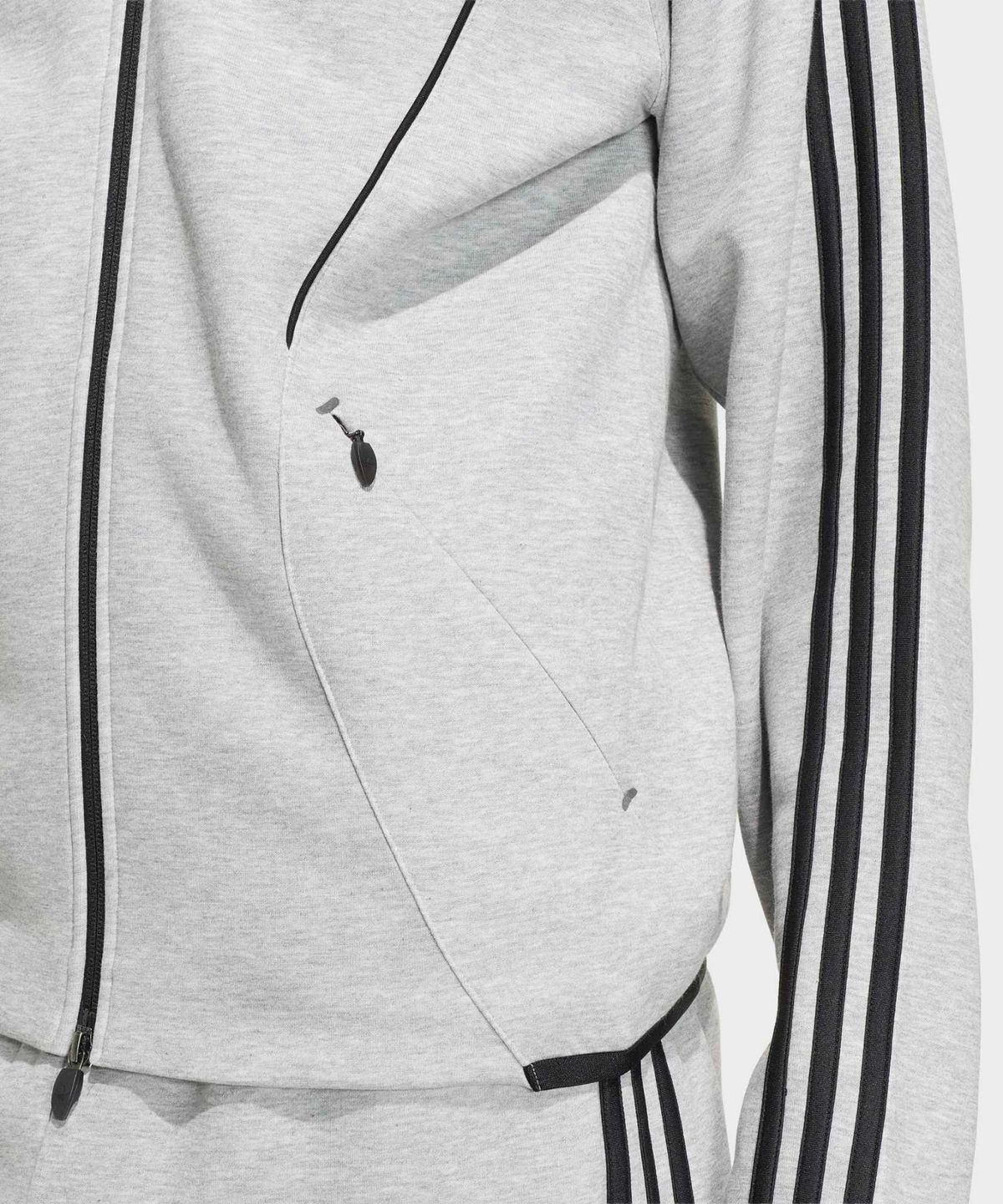 아디다스(ADIDAS) 스페이서 팀가이스트 26 커트라인 풀 지퍼 후디 - 미디엄그레이헤더 / KR7070