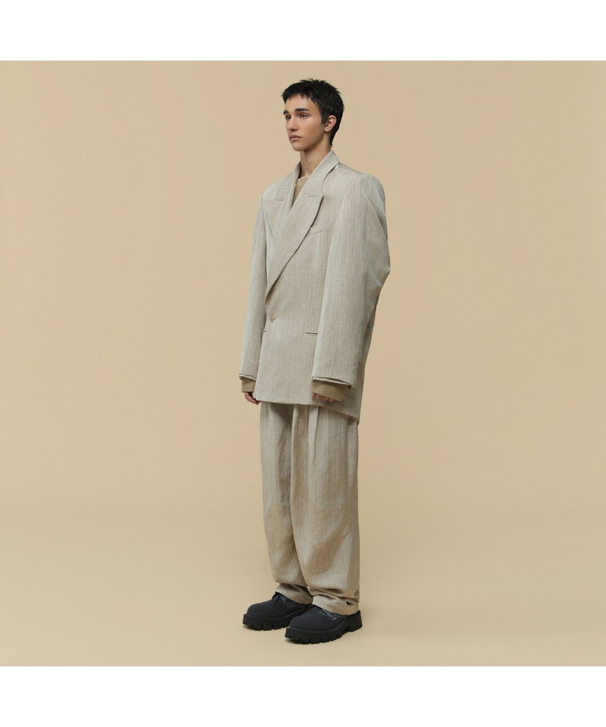 커스텀멜로우(CUSTOMELLOW) [HED MAYNER] Ivory Linen Falling Back Jacket CWJAW25992BEX