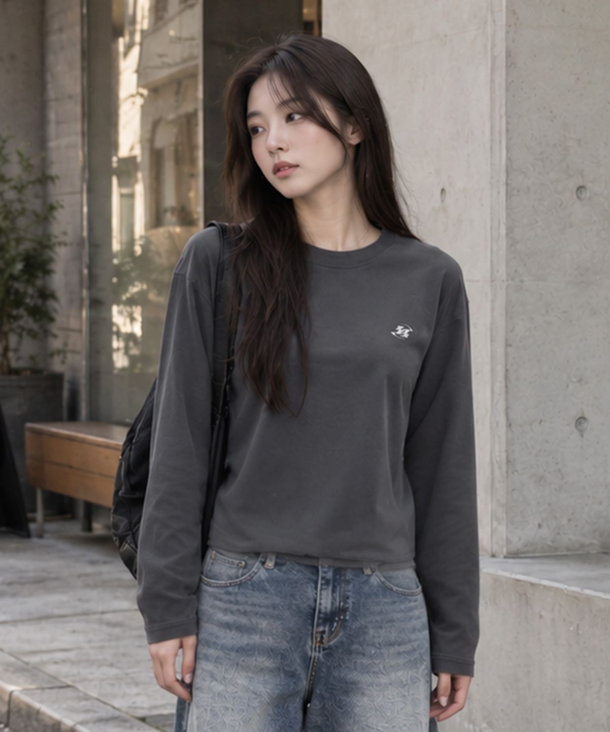 페이드(PEID) PD 시그니처 로고 세미크롭 긴팔티 3Color