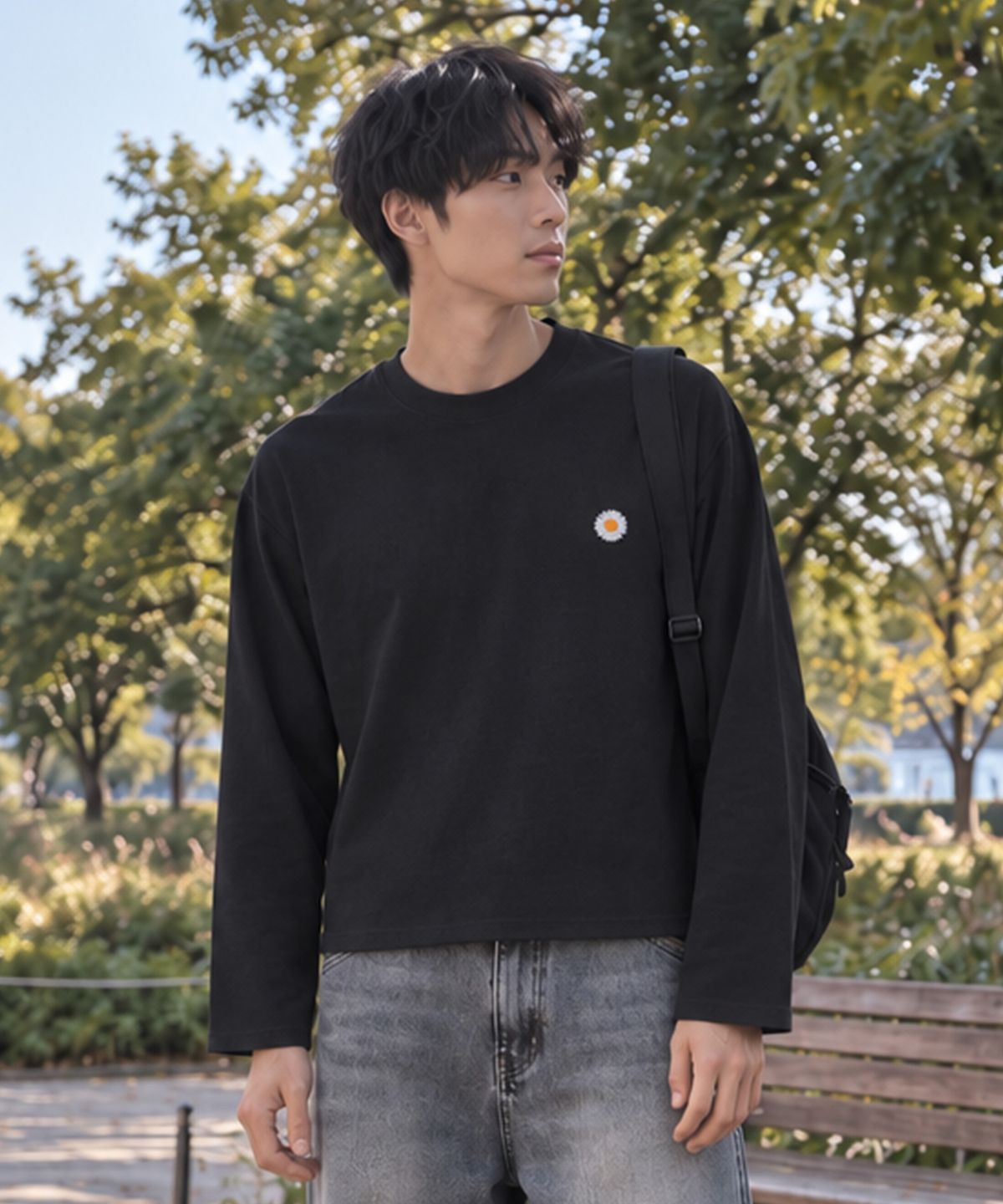페이드(PEID) PD 스몰데이지 세미크롭 긴팔티 3Color