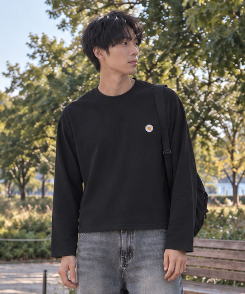 PD 스몰데이지 세미크롭 긴팔티 3Color