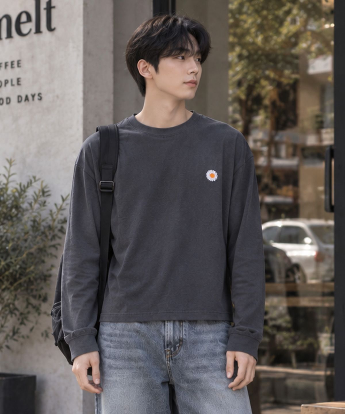 페이드(PEID) PD 스몰데이지 세미크롭 긴팔티 3Color