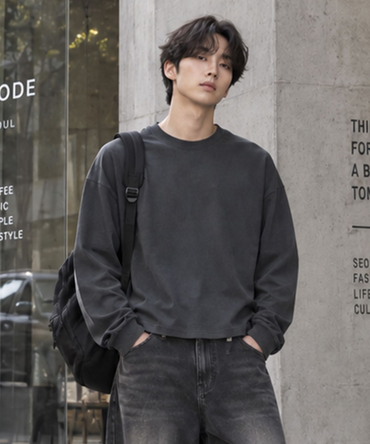 페이드(PEID) PD 베이직 세미크롭 긴팔티 3Color