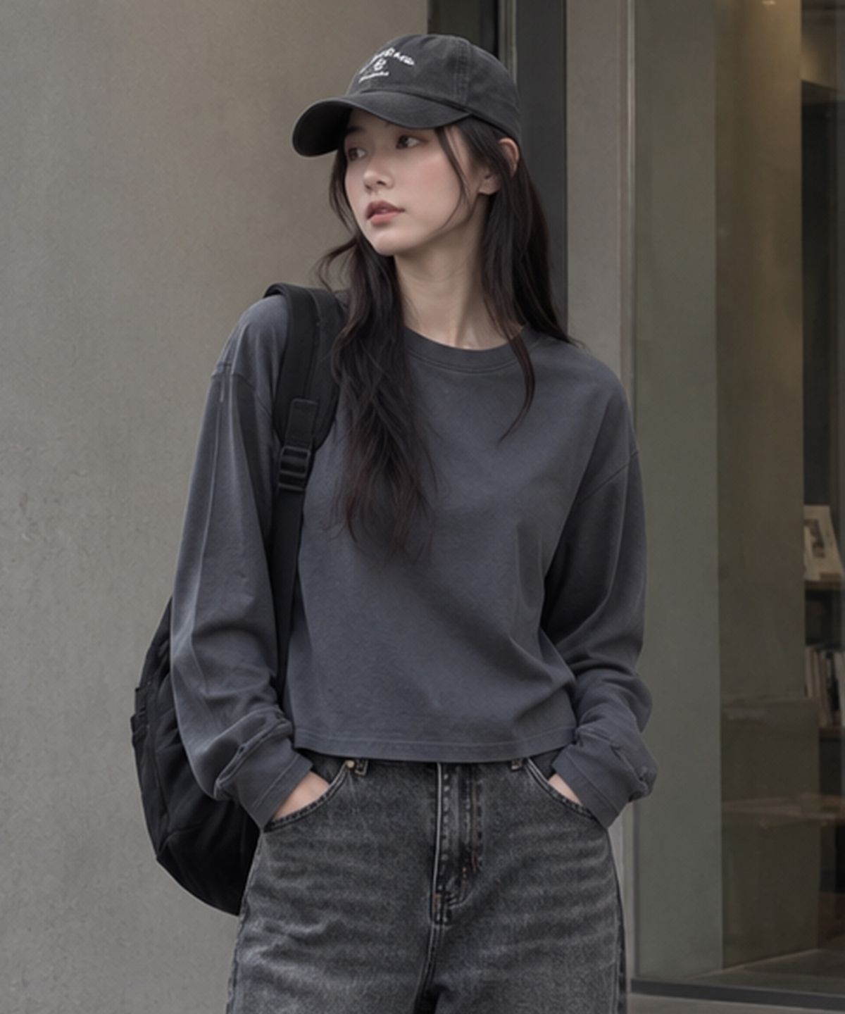 페이드(PEID) PD 베이직 세미크롭 긴팔티 3Color