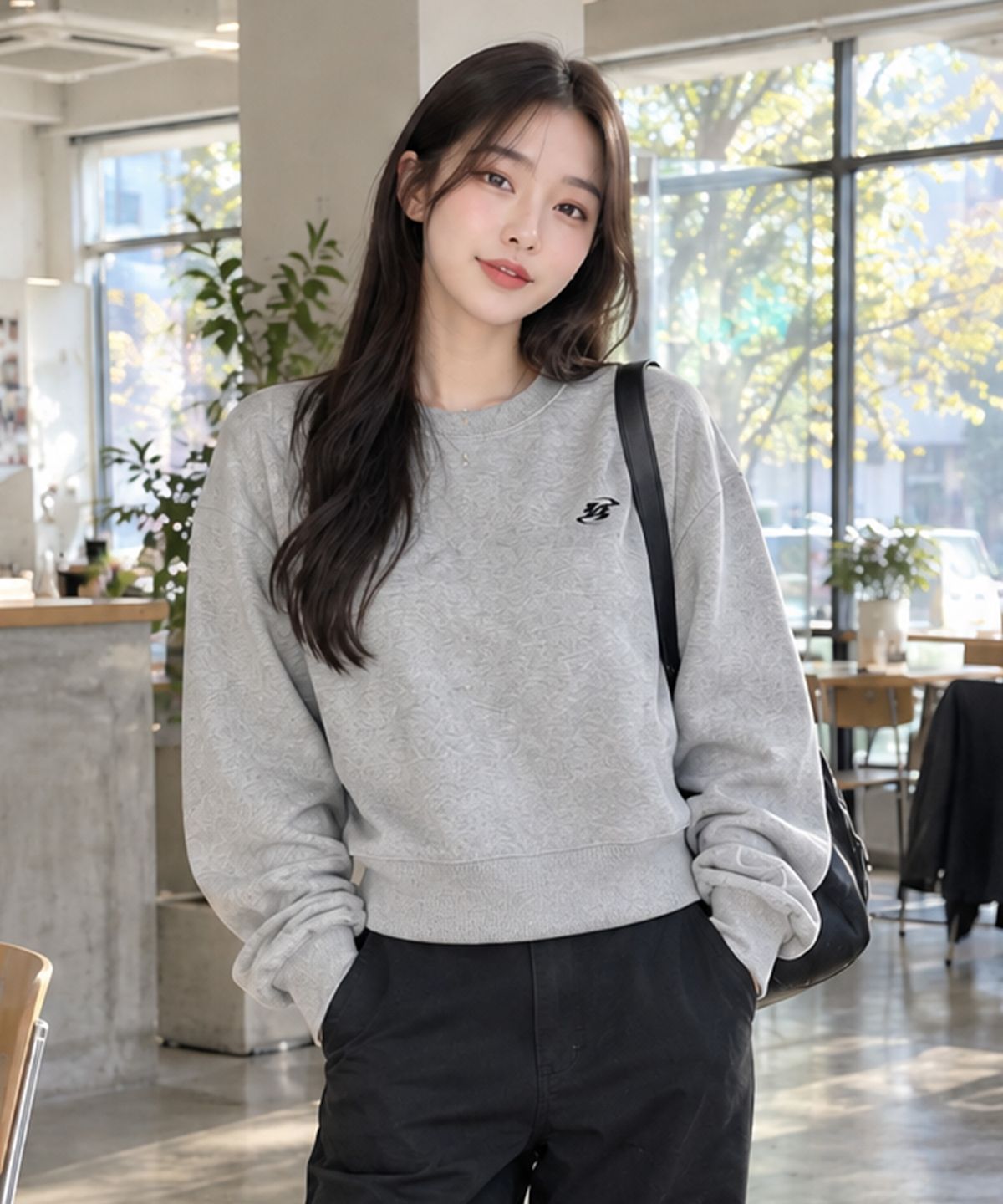 페이드(PEID) PD 시그니처 로고 세미크롭 맨투맨 2Color