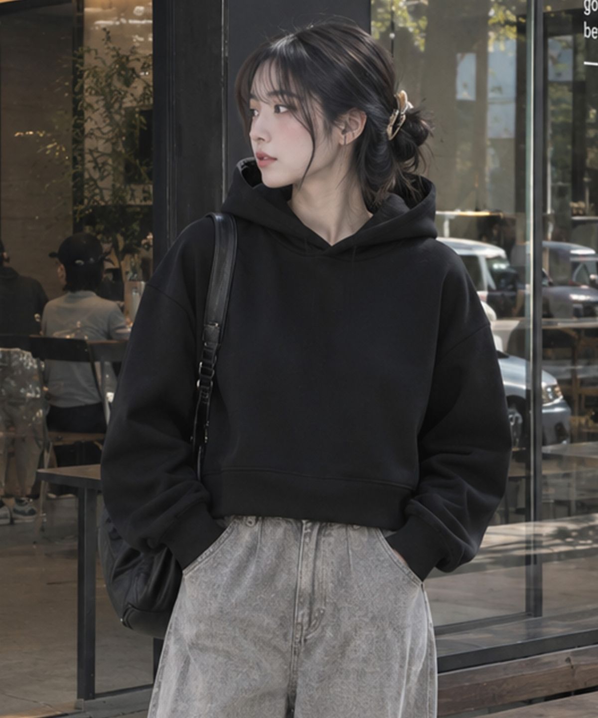 페이드(PEID) PD 베이직 세미크롭 후드티 2Color
