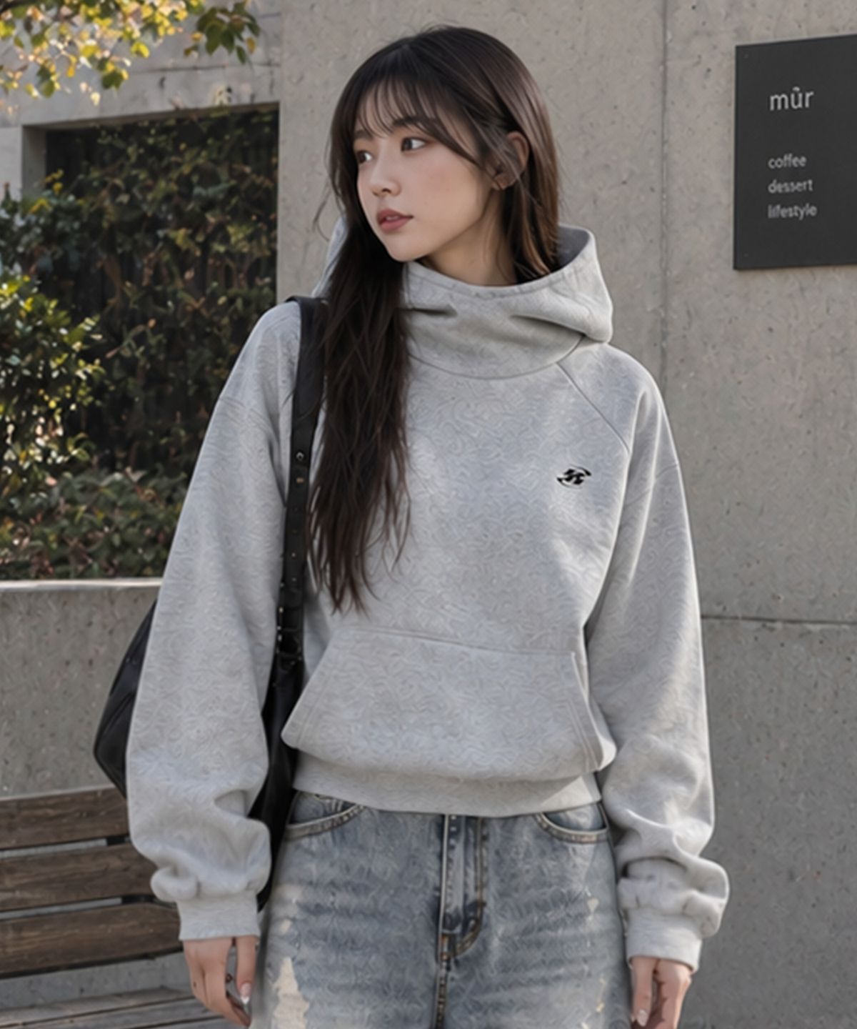 페이드(PEID) PD 시그니처 로고 풀오버 레글런 크롭 후드티 2Color