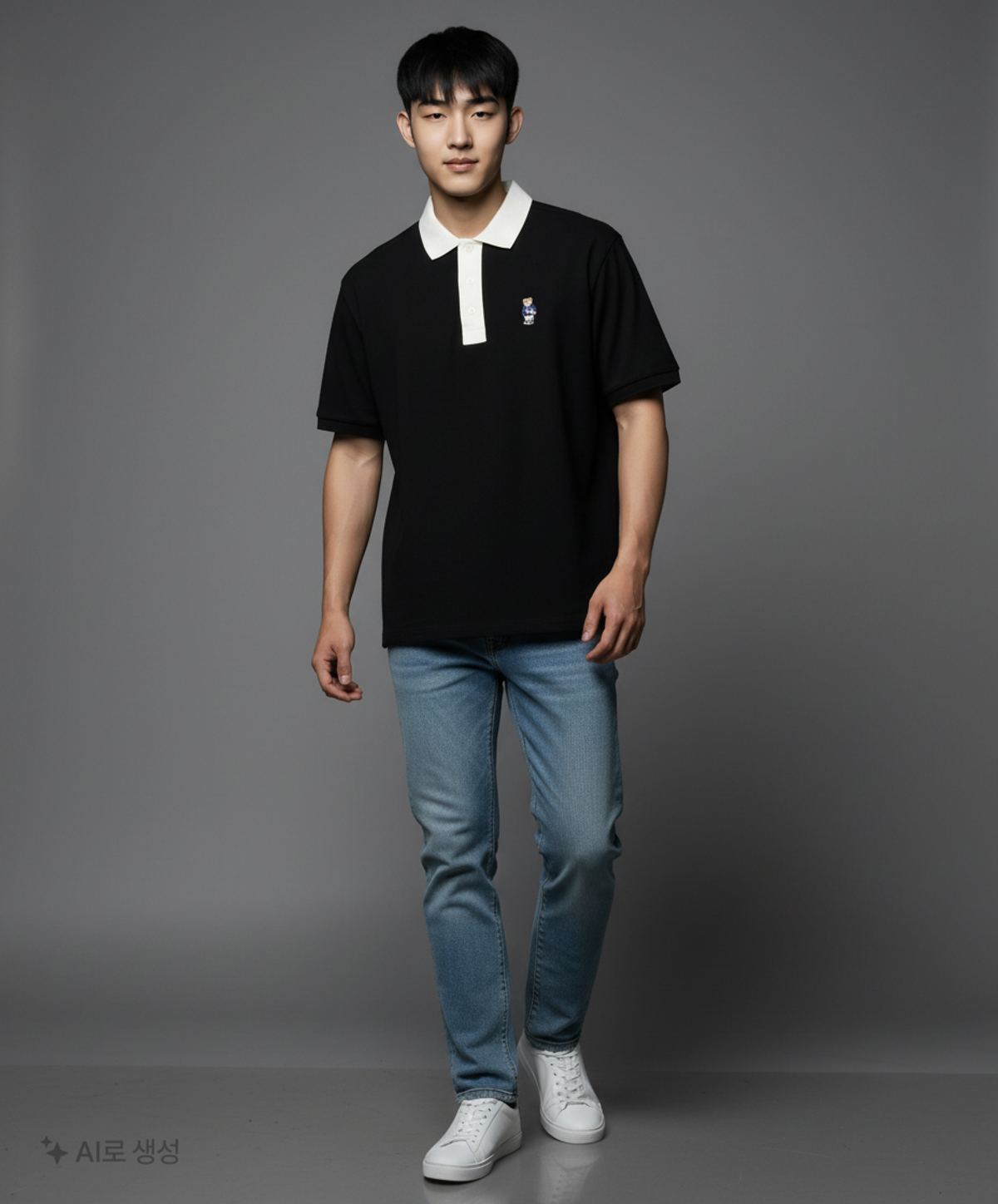 예일(YALE) 엠브로이더리 댄 빅 플래킷 피케 티 블랙 S
