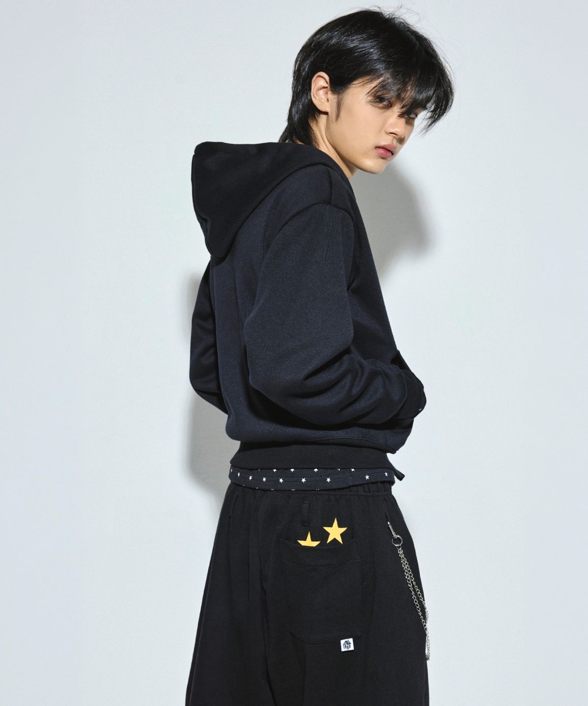 릿하우스사운드(LITHAUSOUND) Curve Wide Track Pants Black