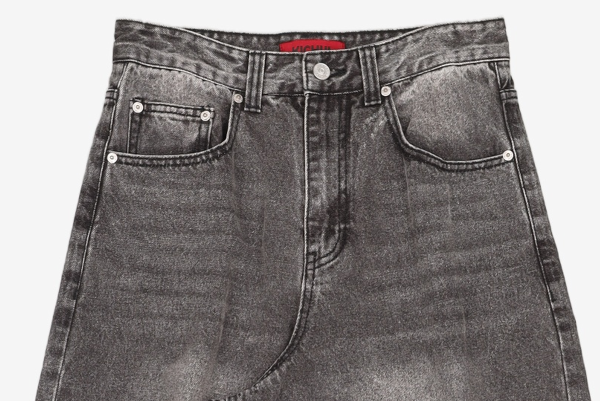 기철(KICHUL) BALLOON FIT DENIM PANTS (WASHED GREY) XS