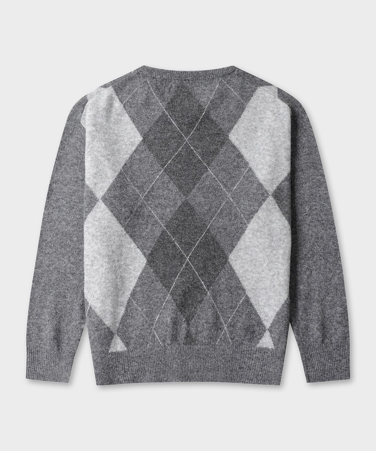 테일던(TAILDERN) Reilly Hairy Argyle V-neck Sweater Grey