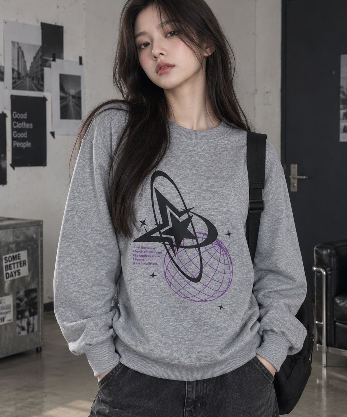 도톤(DOTON) BEYOND STARS SWEATSHIRT (Black)