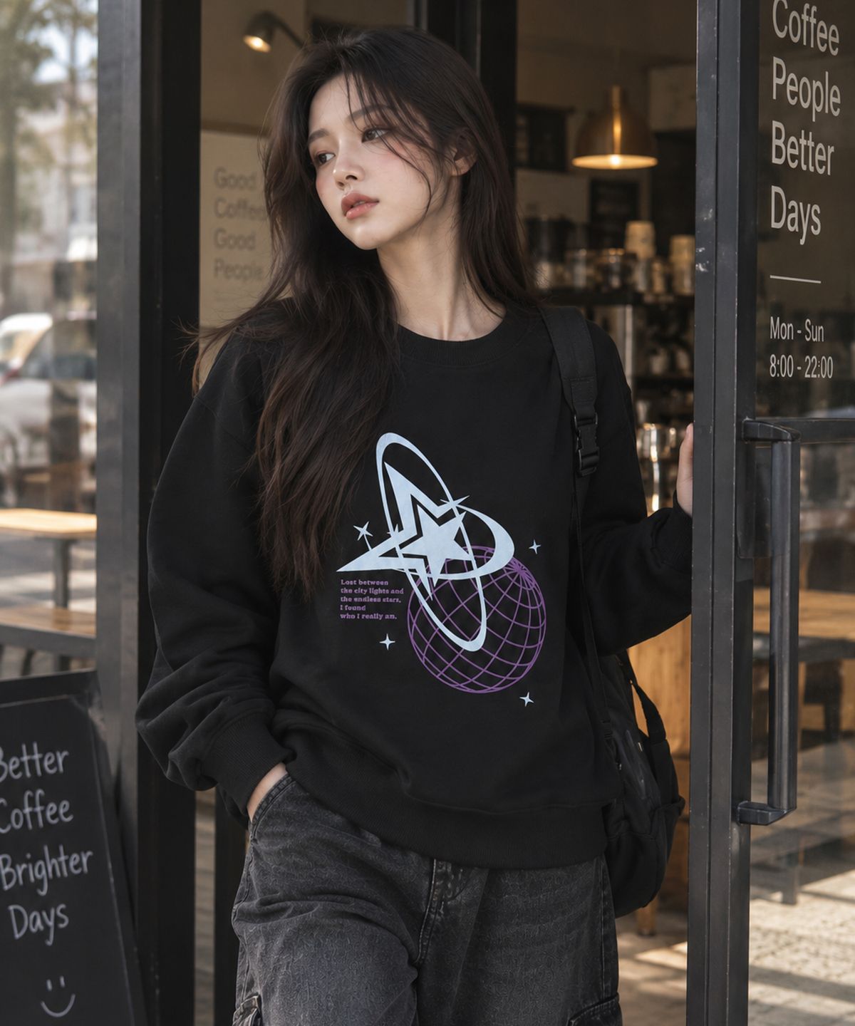 도톤(DOTON) BEYOND STARS SWEATSHIRT (Navy)