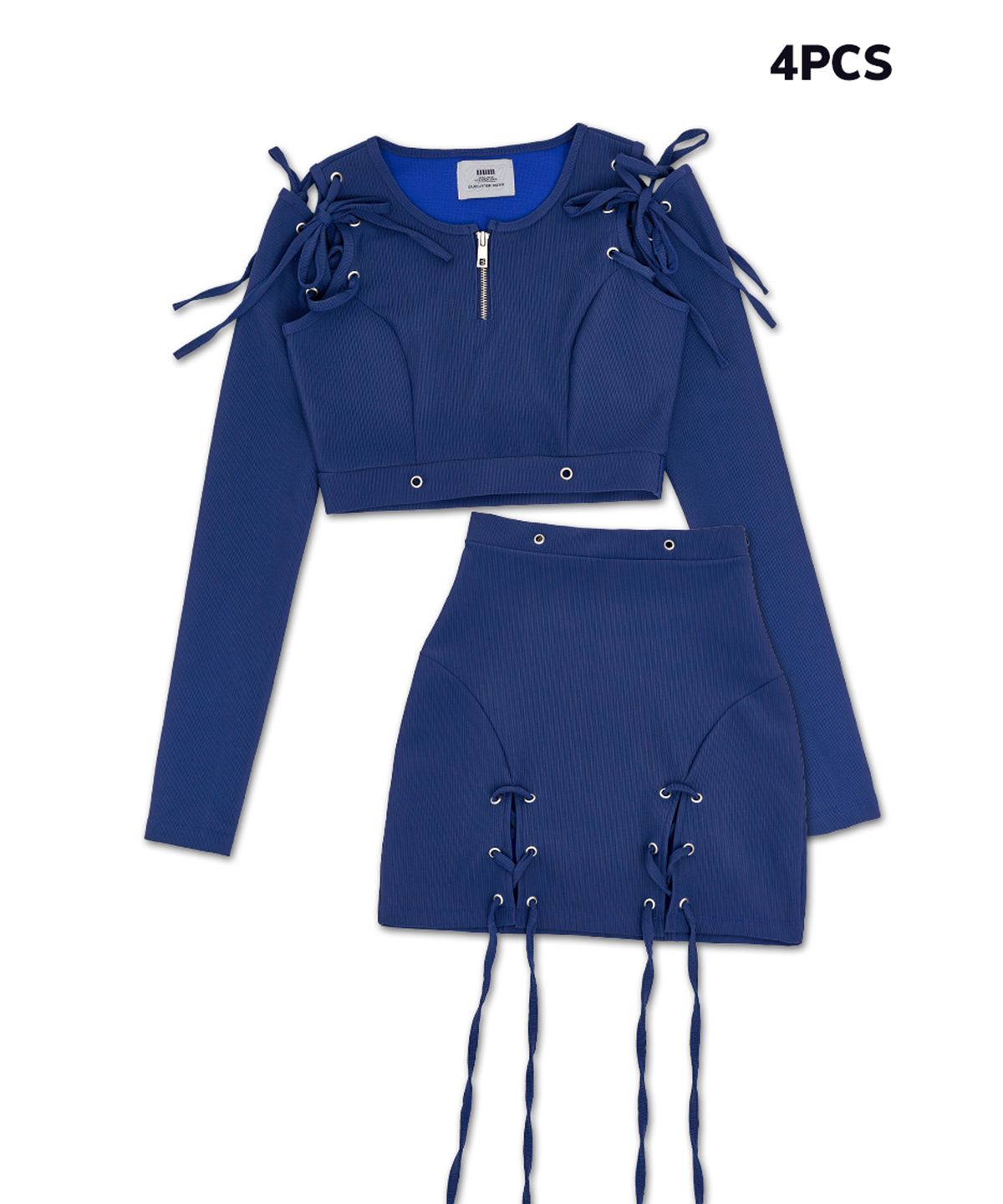 유움(UUM) MULTI EYELET THREE-PEICE BLUE