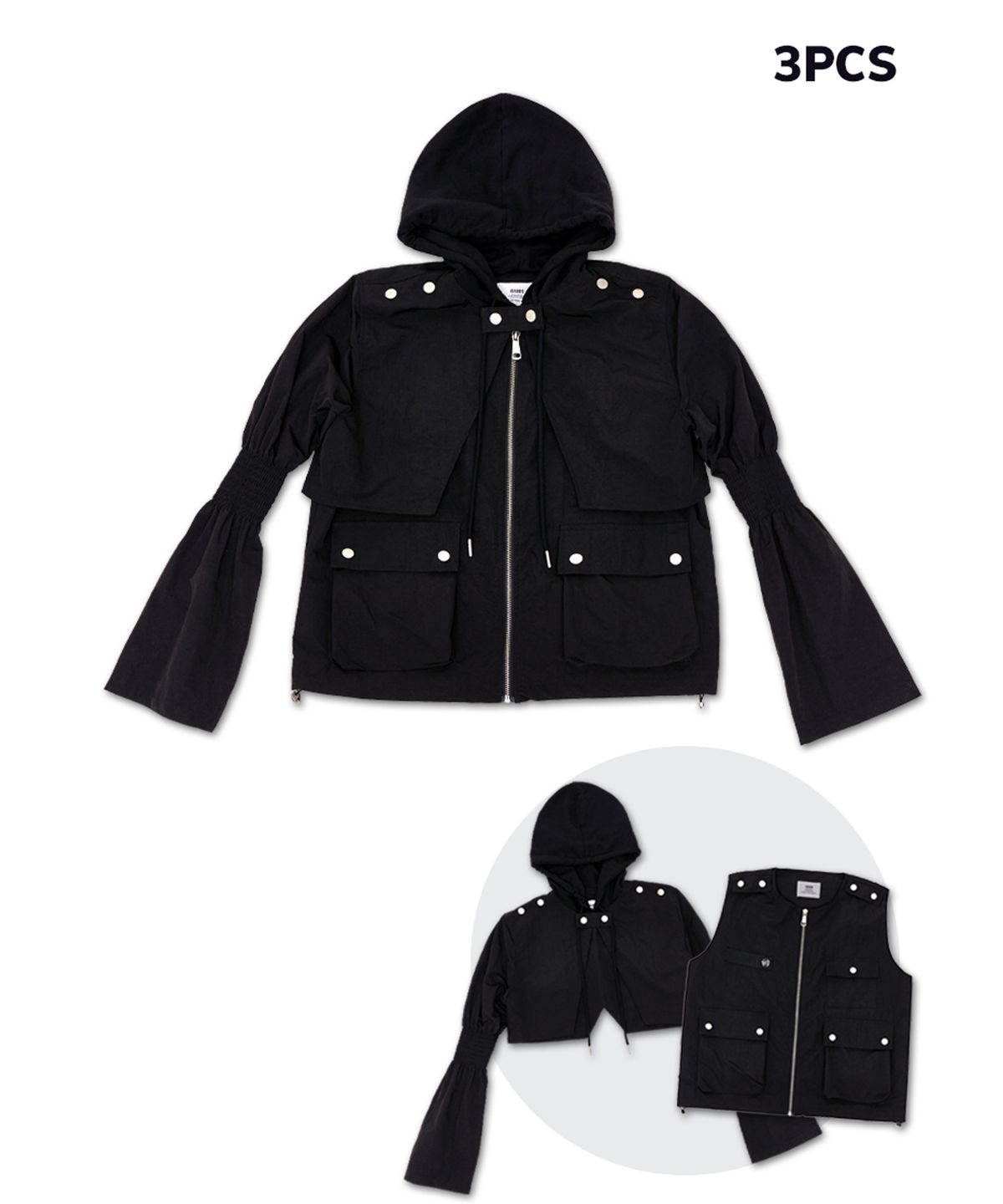 유움(UUM) VEST BOLERO JACKET BLACK
