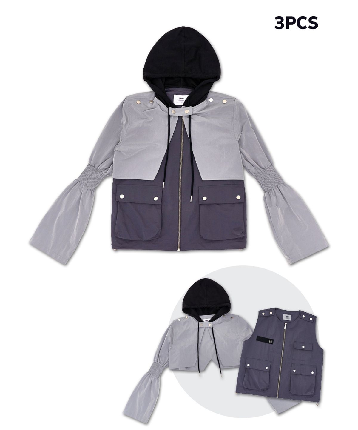 유움(UUM) VEST BOLERO JACKET GRAY
