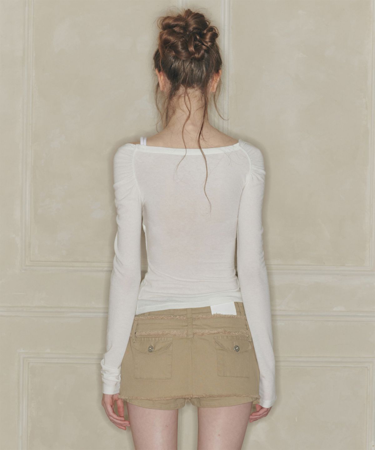 페인오어플레져(PAINORPLEASURE) CUT-OUT LAYERED TEE white