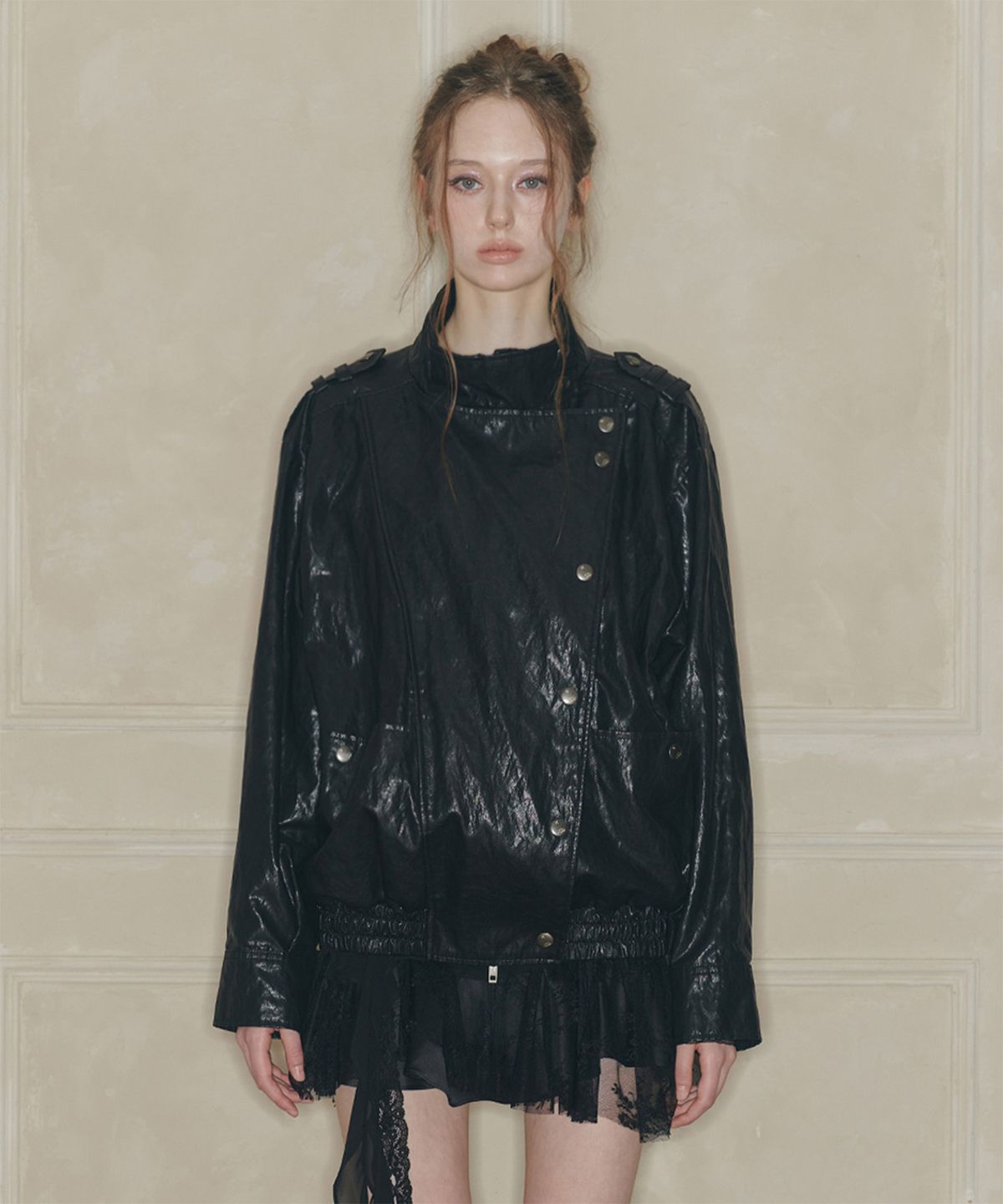 페인오어플레져(PAINORPLEASURE) DUSK LEATHER JACKET black