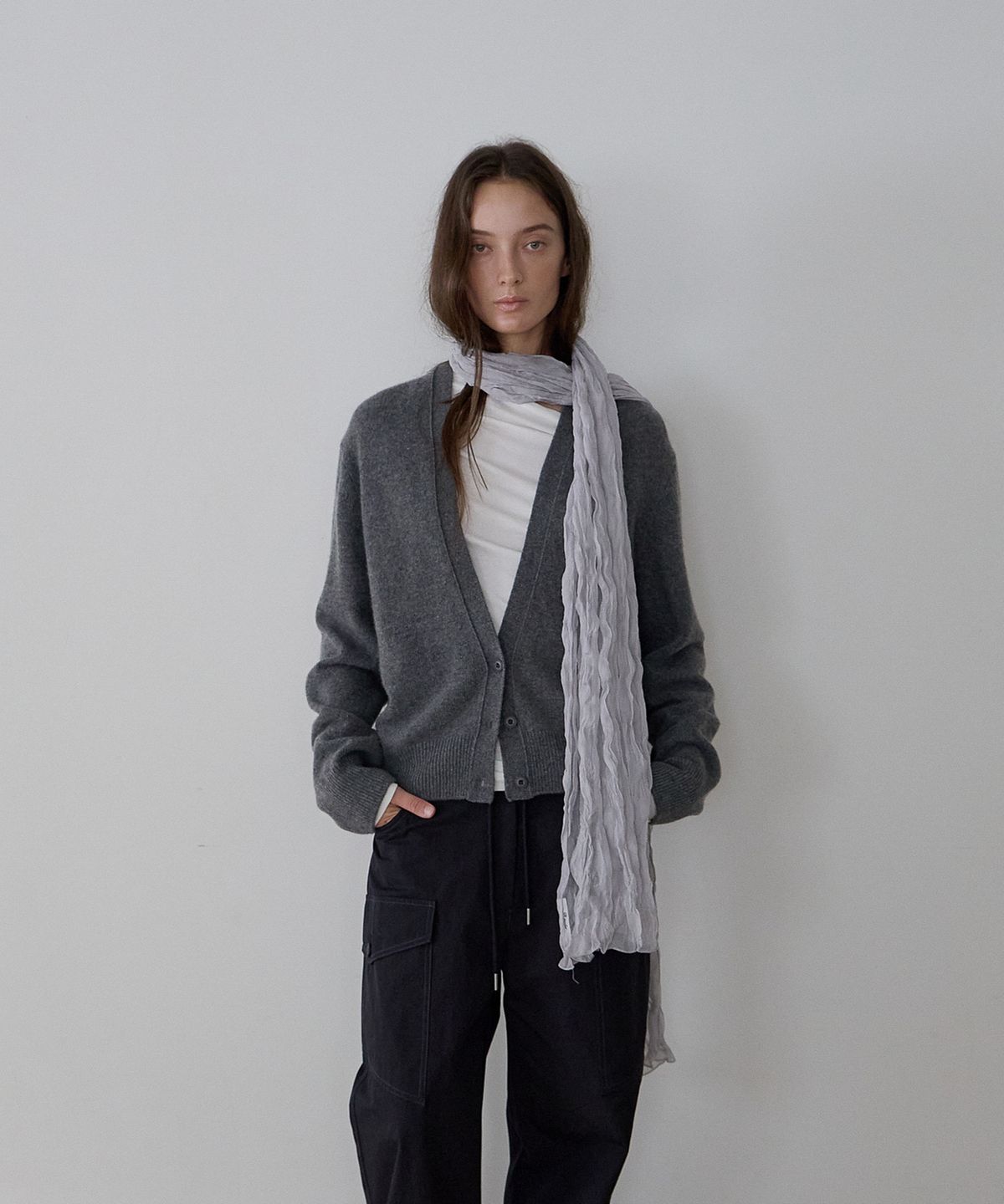 가더(GARDER) Merino Knit Cardigan (Gray)