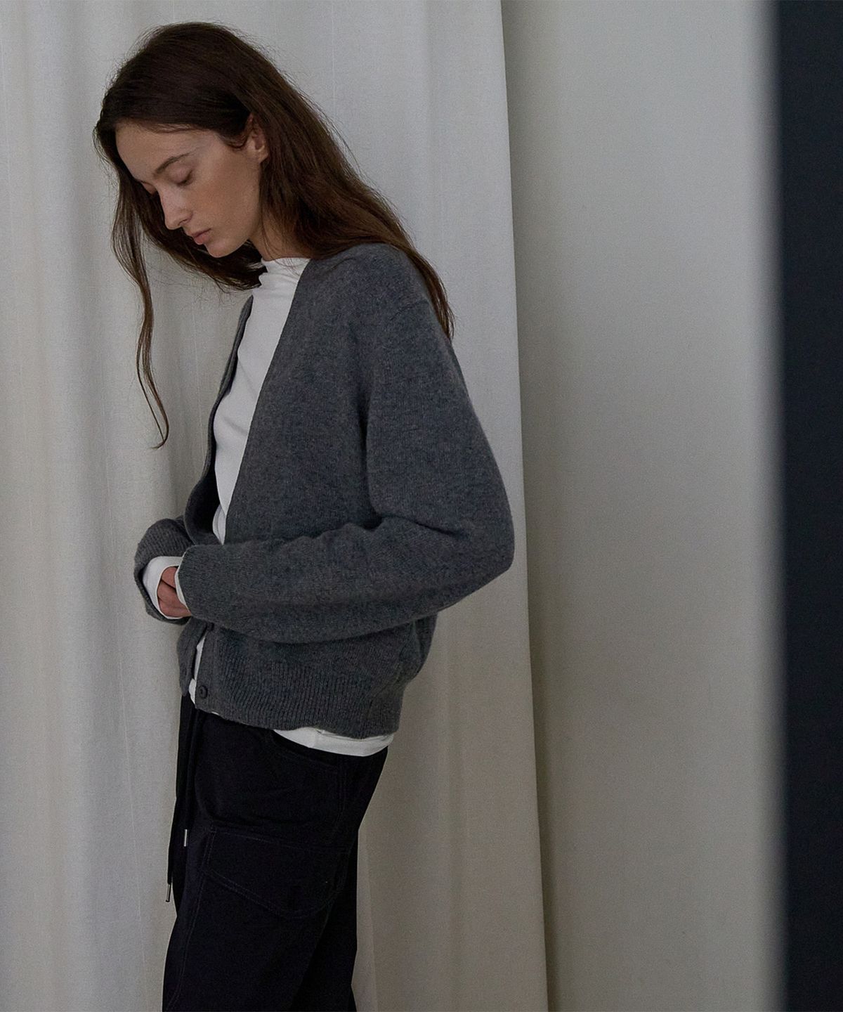 가더(GARDER) Merino Knit Cardigan (Gray)