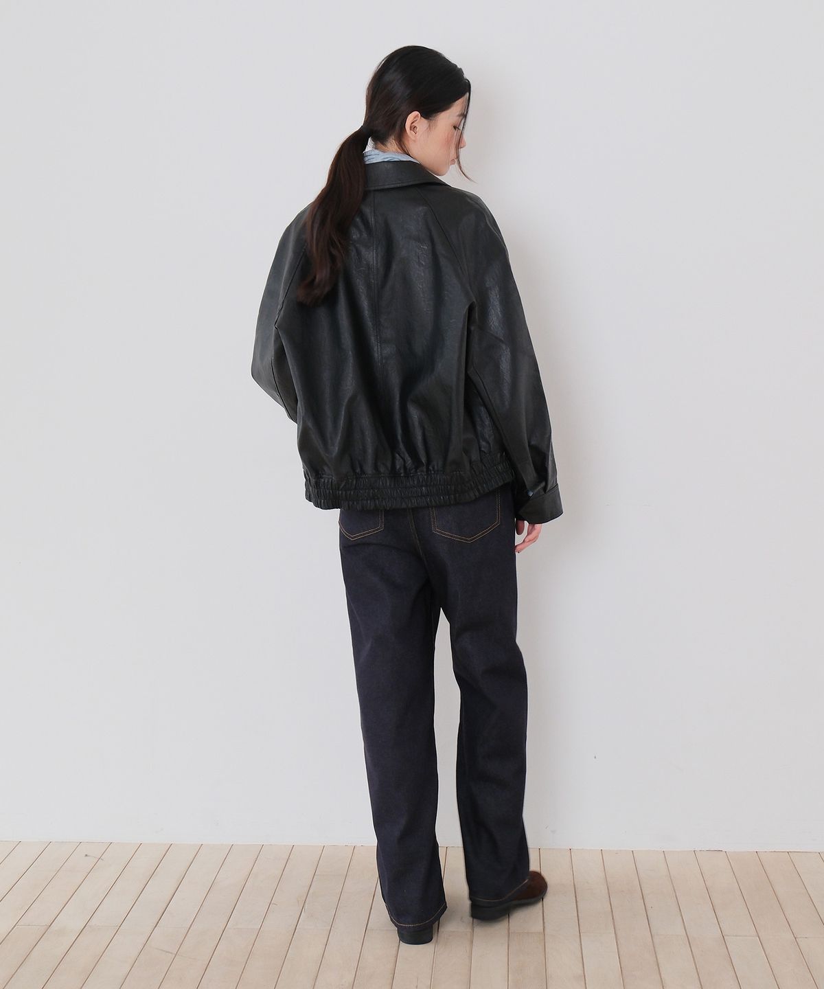 모의(MOUI) Faux leather blouson (BLACK)