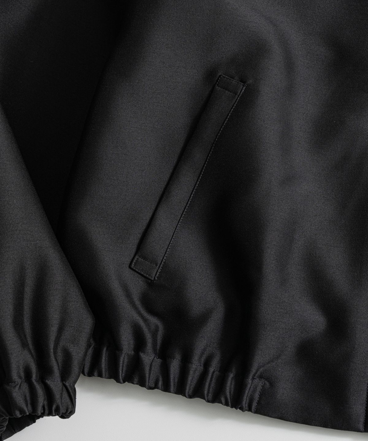 비헤비어(BEHEAVYER) SILK WOOL ZIP BLOUSON satin black