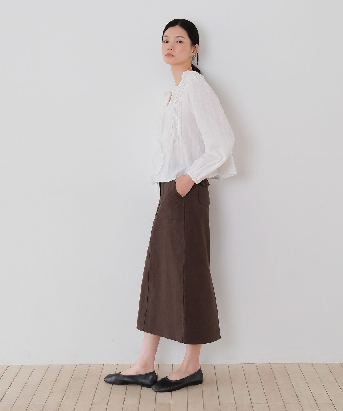 모의(MOUI) Ruffle lace blouse (O/WHITE)