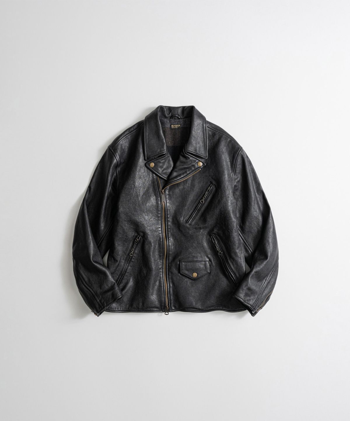 비헤비어(BEHEAVYER) DISTRESSED LAMBSKIN DB RIDER JACKET black