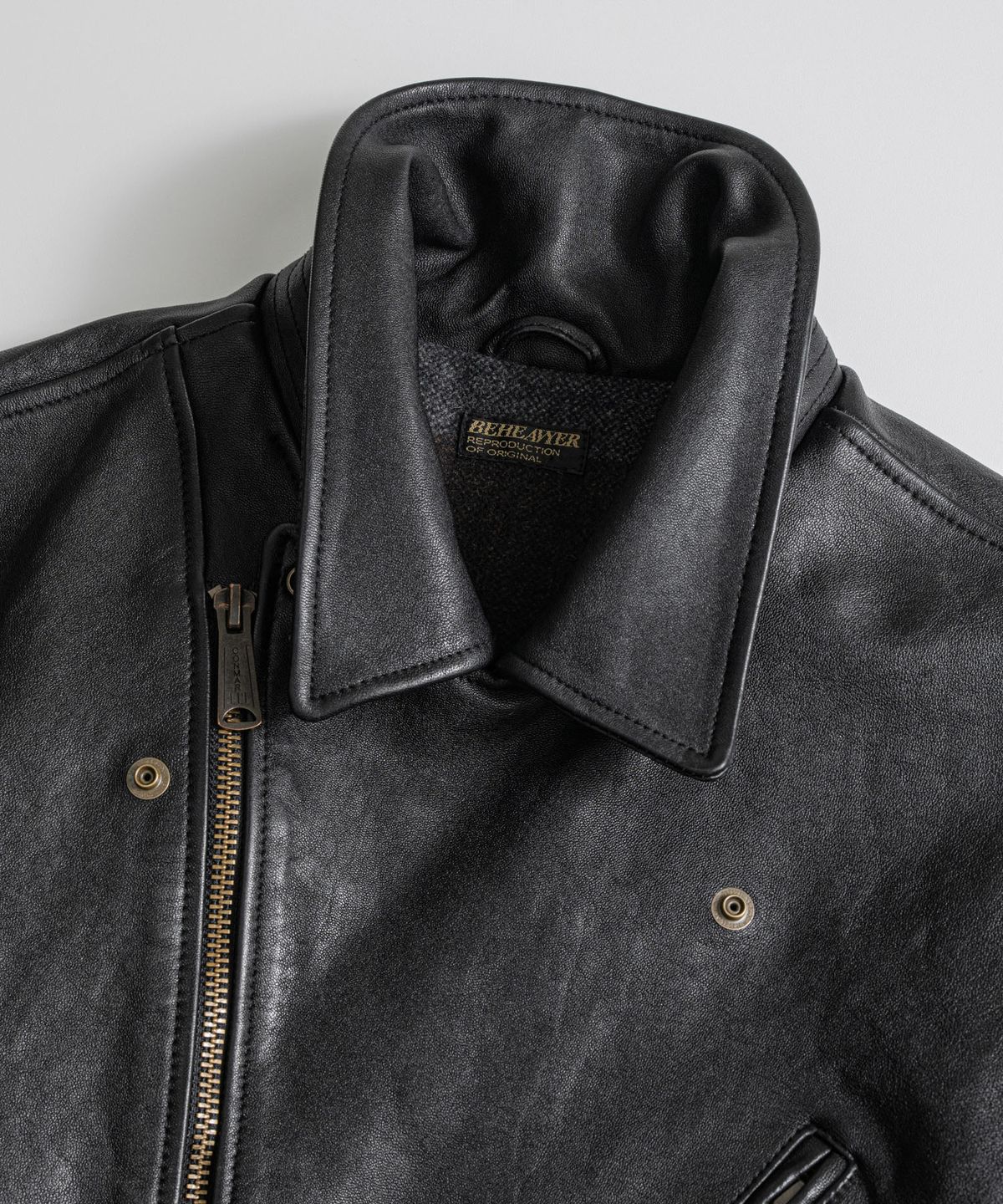 비헤비어(BEHEAVYER) DISTRESSED LAMBSKIN DB RIDER JACKET black