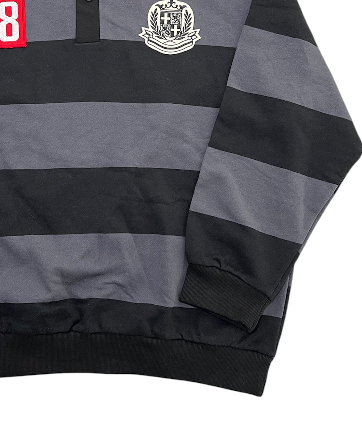 스케이터락(SK8ER ROCK) Club 8 Hooded Rugby Sweatshirt (Dark gray*black)