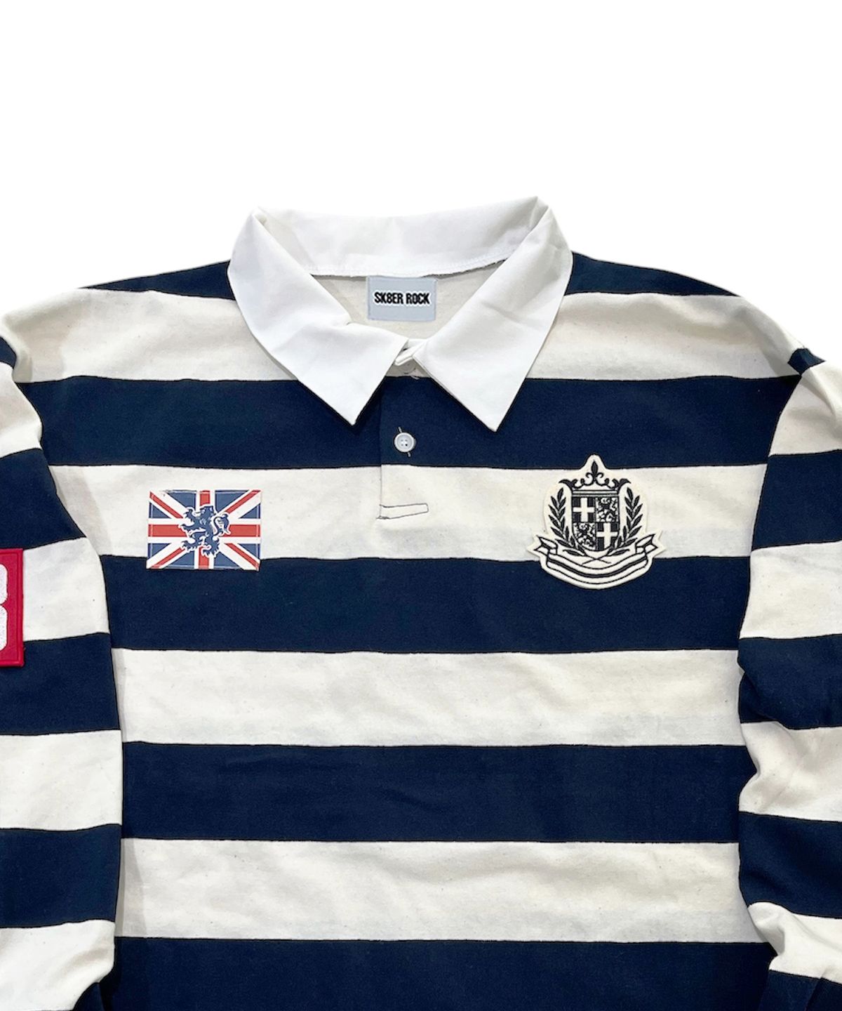 스케이터락(SK8ER ROCK) Varsity Patch Rugby Shirt (ivory*navy)