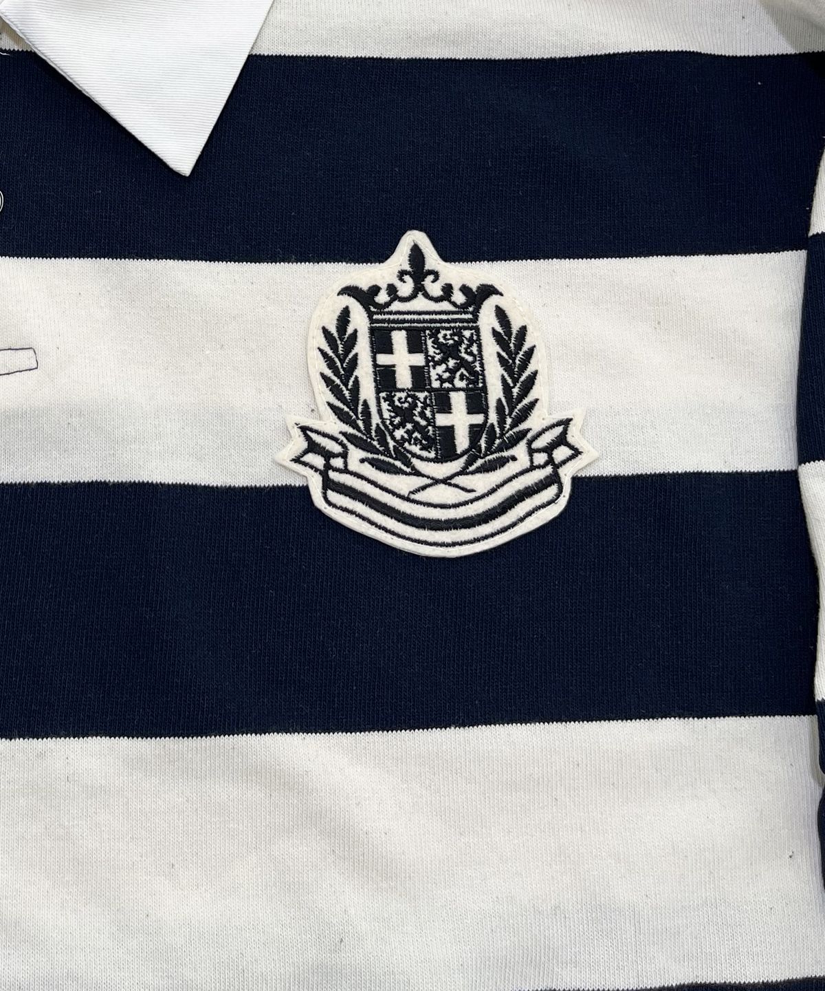 스케이터락(SK8ER ROCK) Varsity Patch Rugby Shirt (ivory*navy)