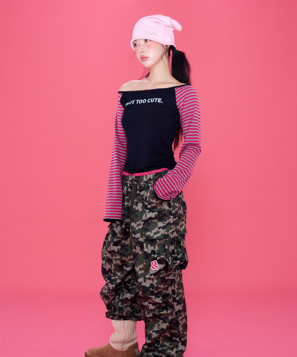 예그(YEGG) Stripe Sleeve T Pink