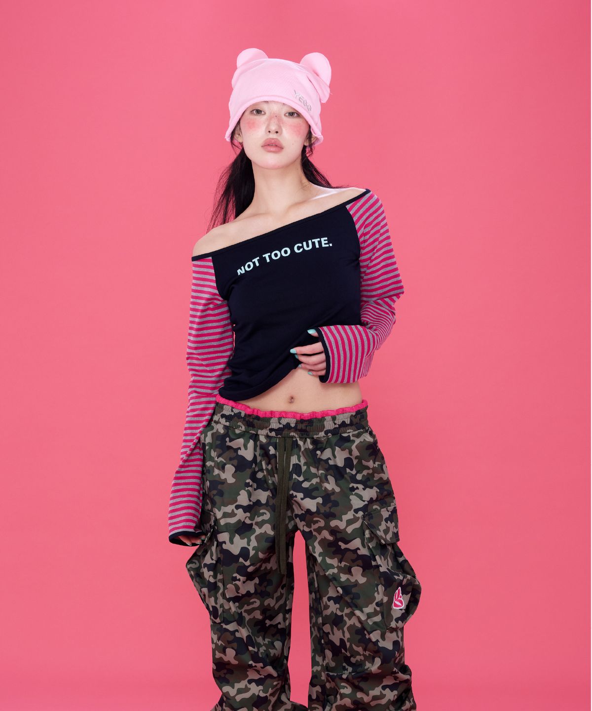 예그(YEGG) Stripe Sleeve T Pink