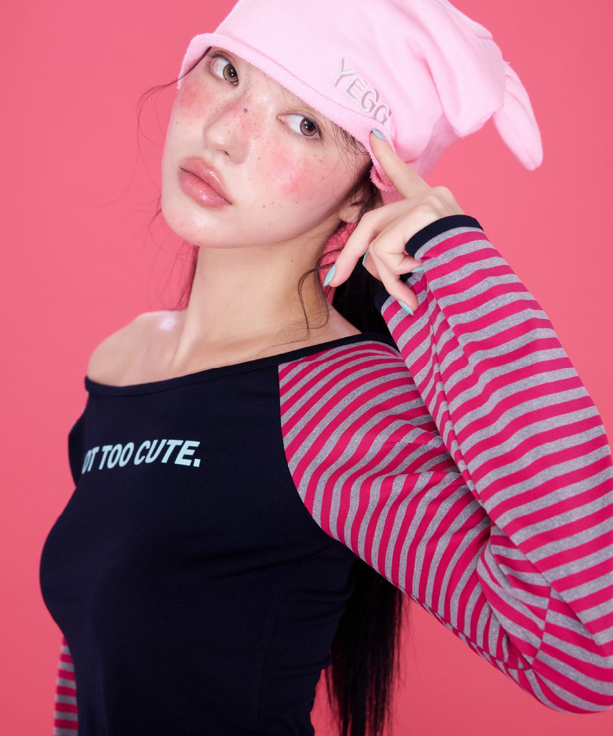 예그(YEGG) Stripe Sleeve T Pink