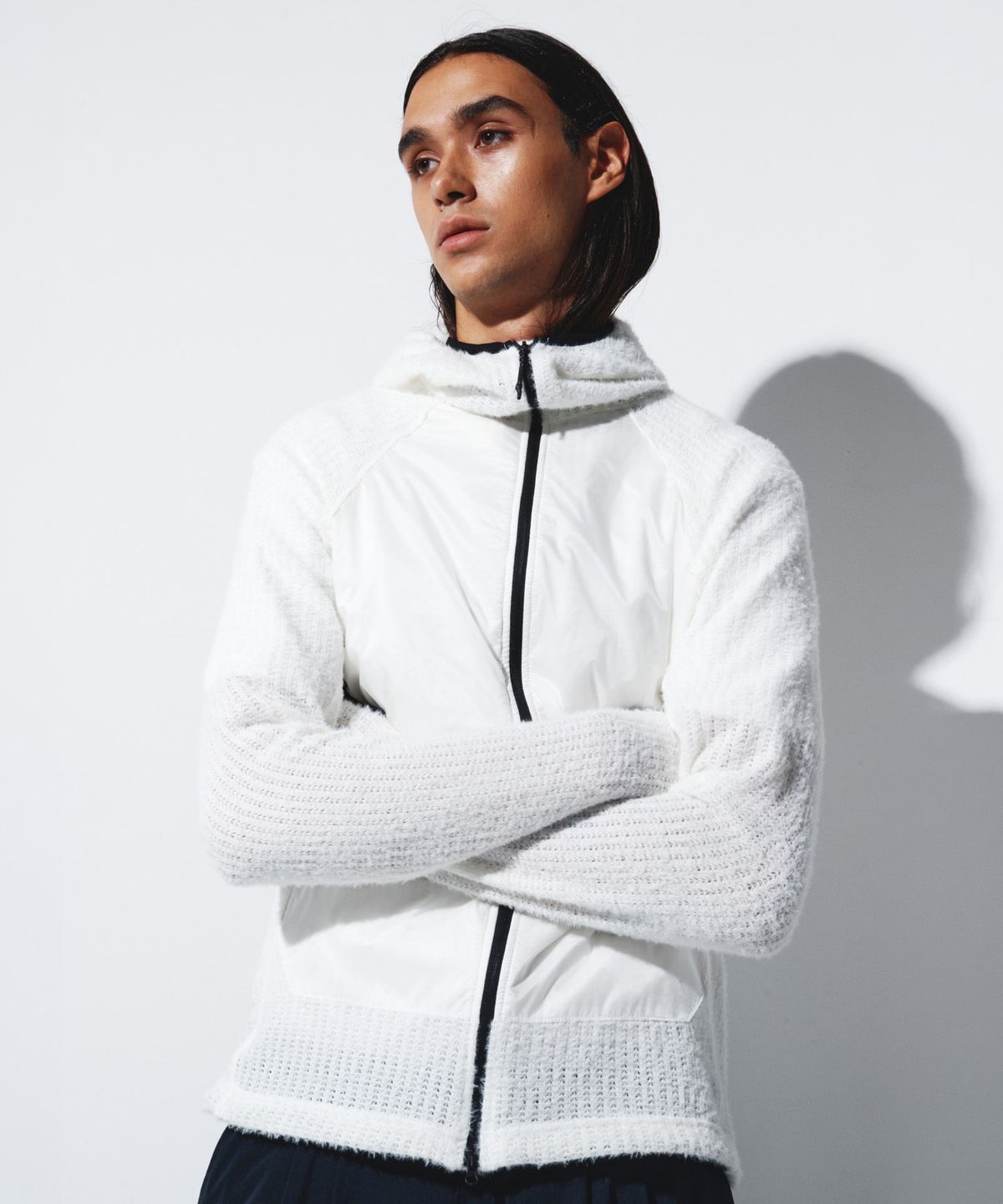 칼라파타르(KALAPATTHAR) AIR FLEECE PANEL HOODED ZIP-UP - IVORY