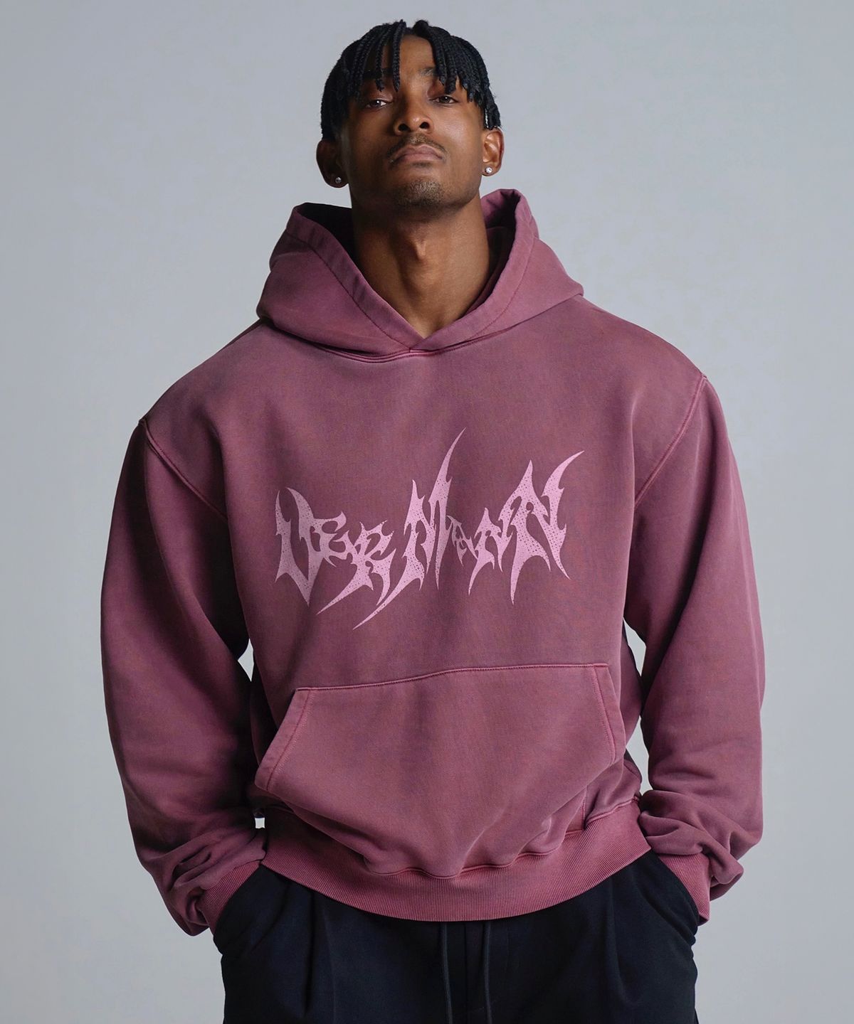 베르만 어패럴(VERMANN APPAREL) 고딕 피그먼트 크롭 후드 티셔츠 3colors