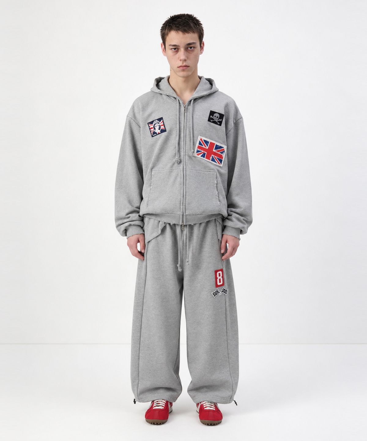 스케이터락(SK8ER ROCK) Brit Riot Sweat Zip Hoodie (melange gray)