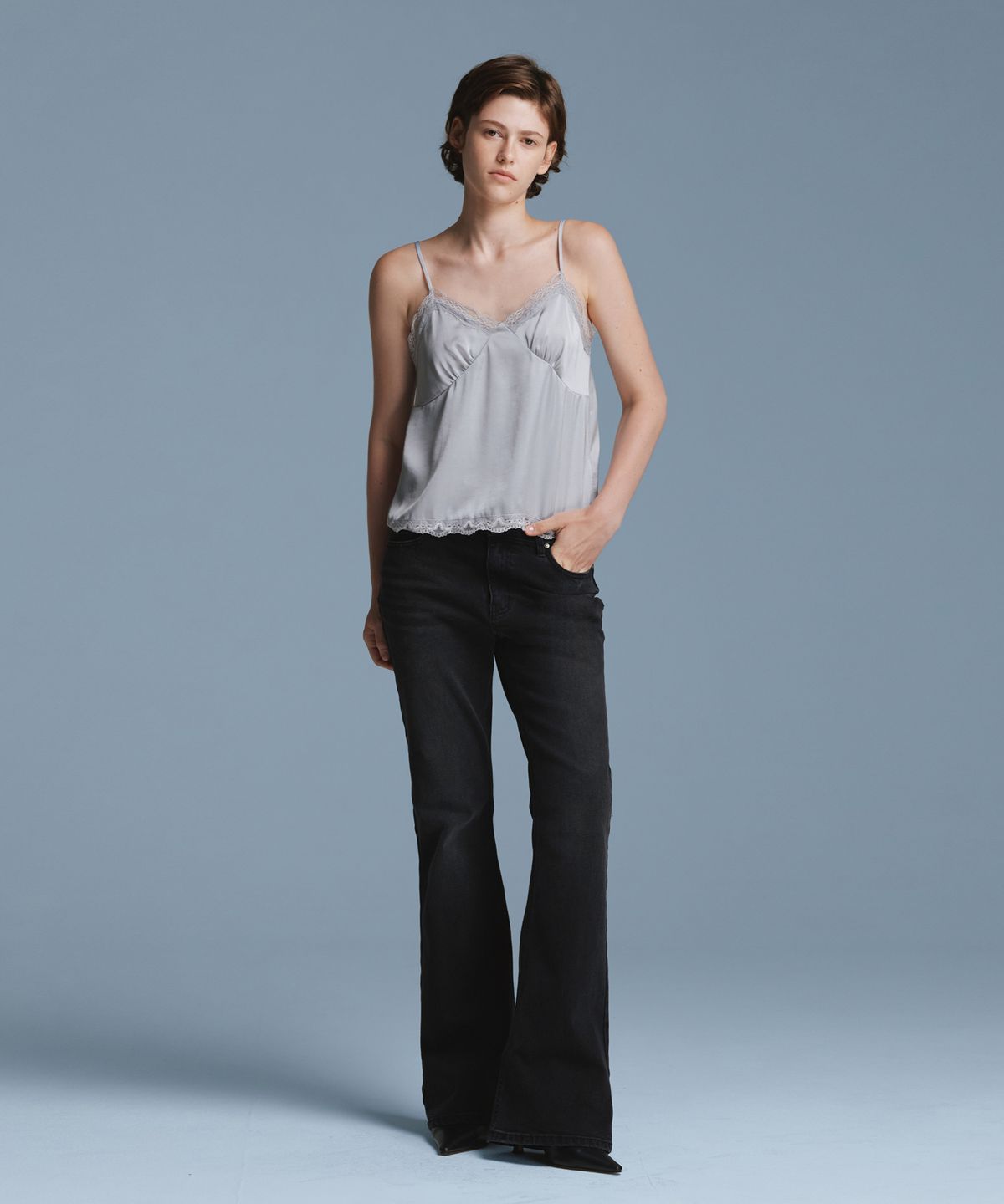 유라고(URAGO) Black boots cut denim_Black