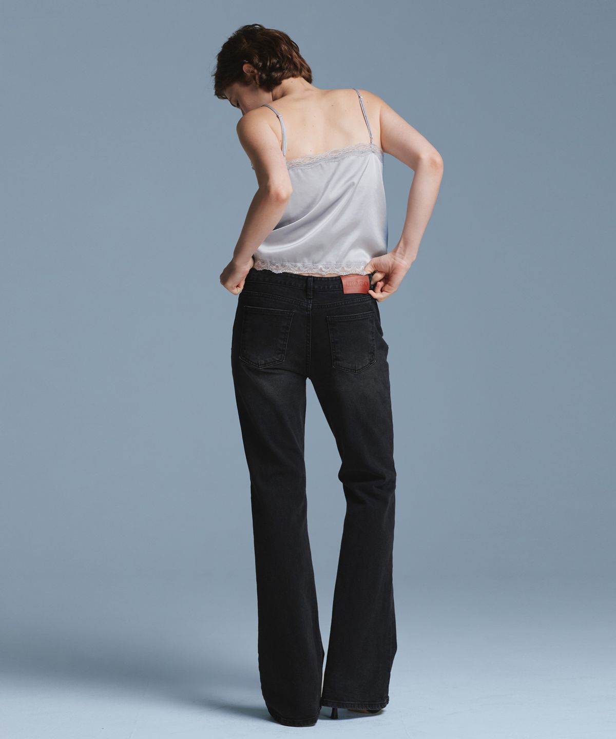 유라고(URAGO) Black boots cut denim_Black
