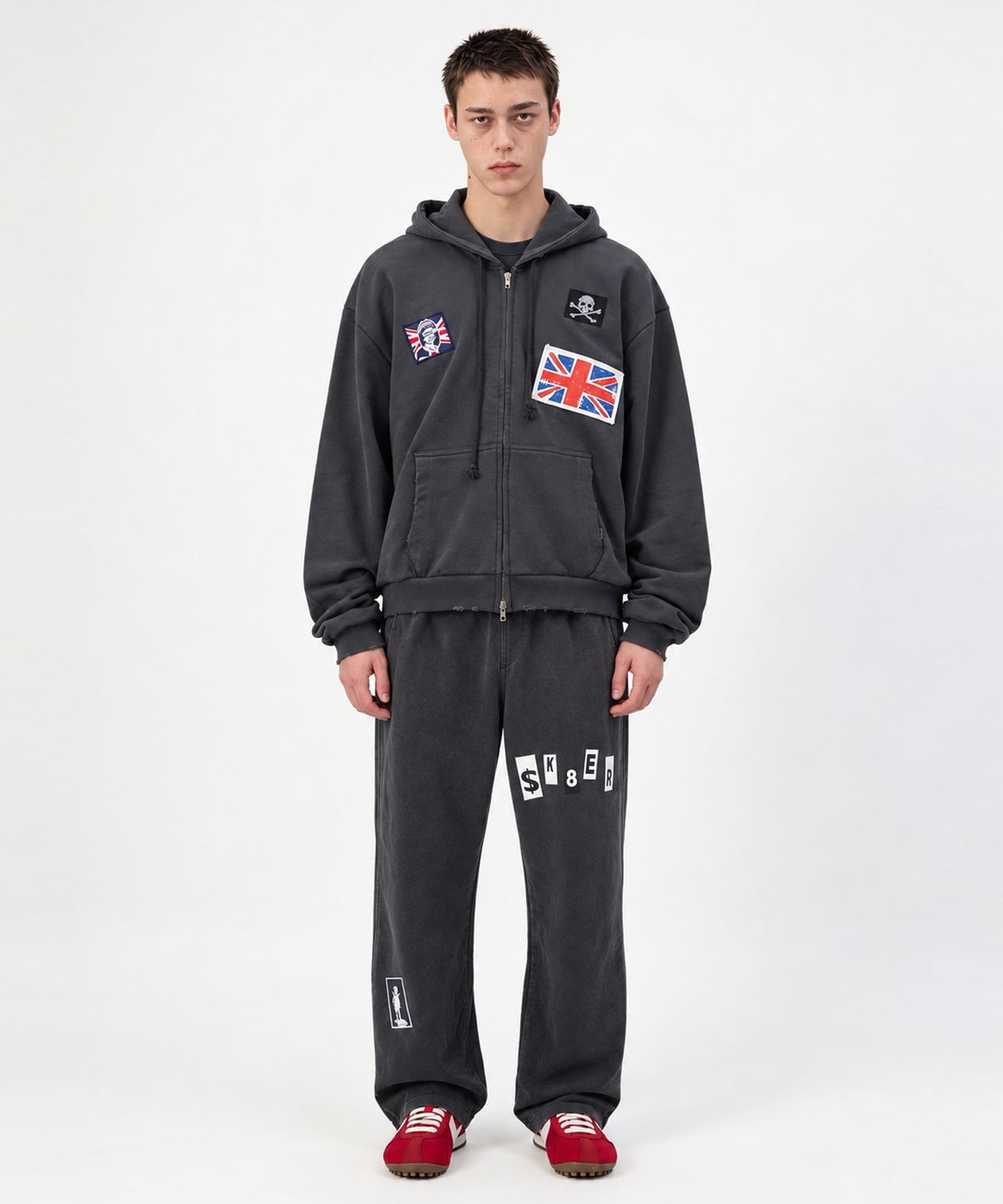 스케이터락(SK8ER ROCK) Brit Riot Sweat Zip Hoodie (dark gray)